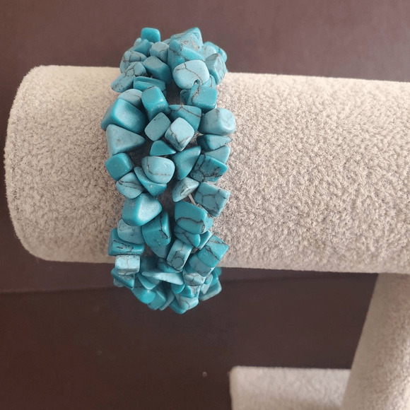 2005 Avon Faux Turquoise Chip‎ Stretch Bracelet NIB - Picture 5 of 8